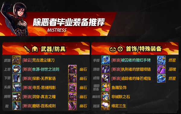 DNF手游除恶者毕业装备怎么选 DNF手游除恶者毕业装备搭配推荐最新