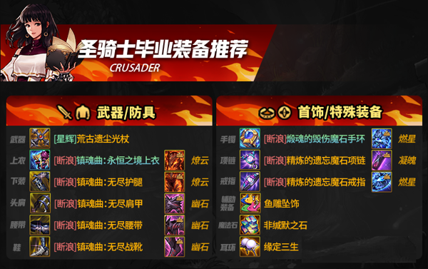 DNF手游女圣骑毕业装备怎么选属性 DNF手游女圣骑士毕业装备武器选择搭配推荐最新