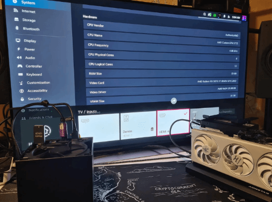 Steam主机外接显卡成功 帧数破百畅玩大作